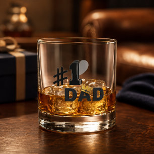 #1 Dad Love Personalised Whiskey Glass