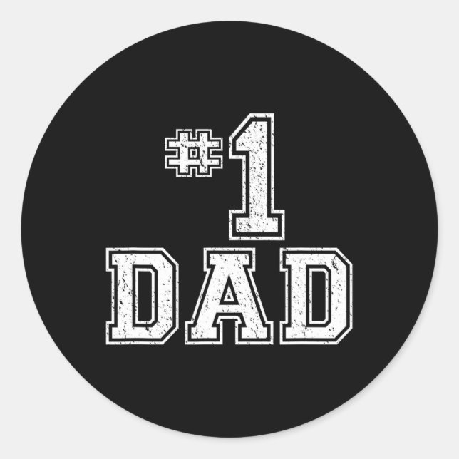 #1 Dad Number One Father's Day Vintage Style  Classic Round Sticker (Front)