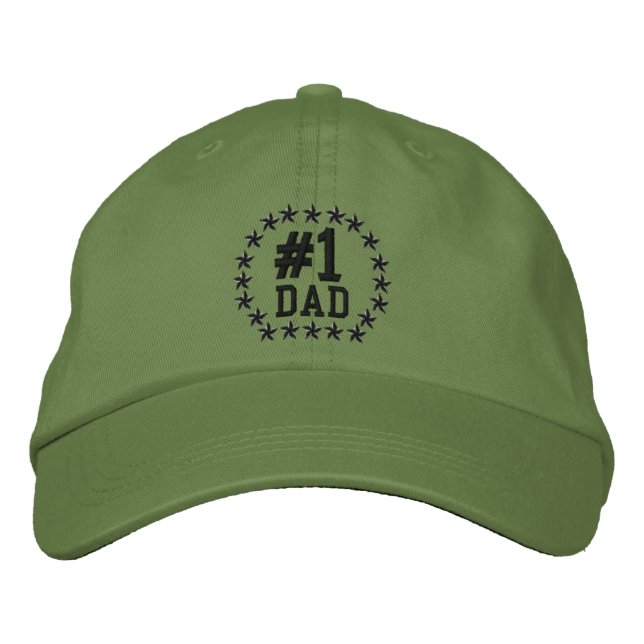 #1 DAD Number One Stars Embroidery Embroidered Hat (Front)