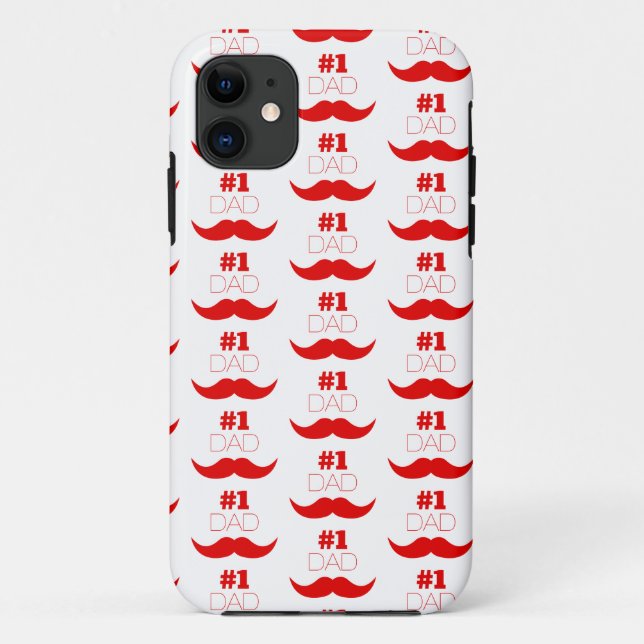 #1 Dad Red Moustache - Number One Case-Mate iPhone Case (Back)