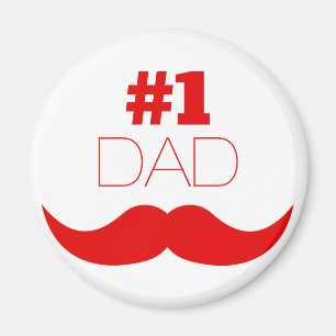 #1 Dad Red Moustache - Number One Magnet