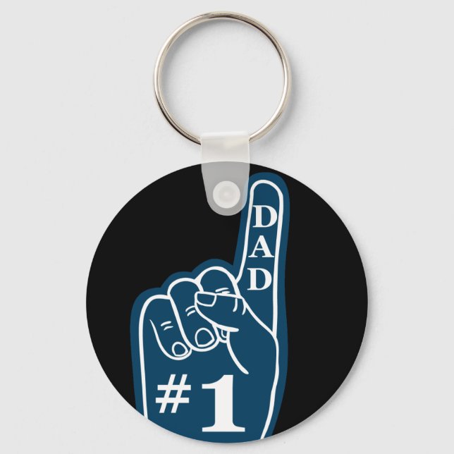 #1 Dad Sports Fan Hand in Navy Key Ring (Front)