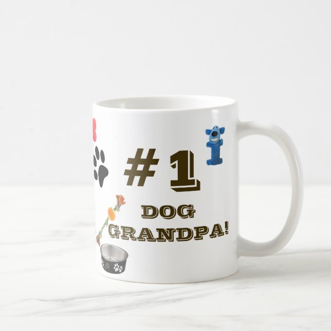 #1 Dog Grandpa With Dog Toy Graphics Coffee Mug (Right)