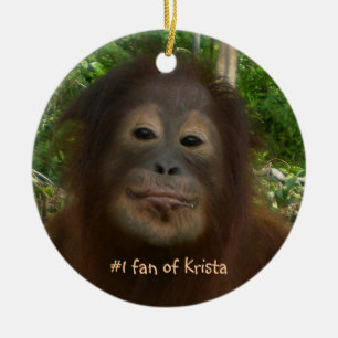 #1 fan of Krista Orangutan Ceramic Ornament