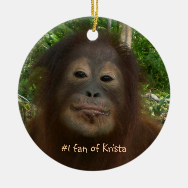 #1 fan of Krista Orangutan Ceramic Ornament (Front)