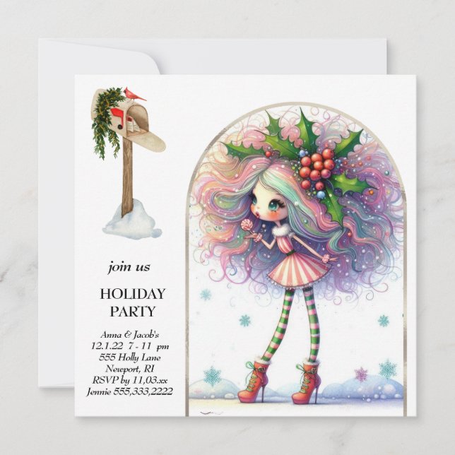 *~* 1 Fantasy Cute Sweet Woman Elf  Invitation (Front)
