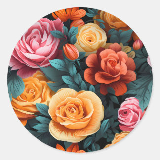#1 Floral Pattern Classic Round Sticker