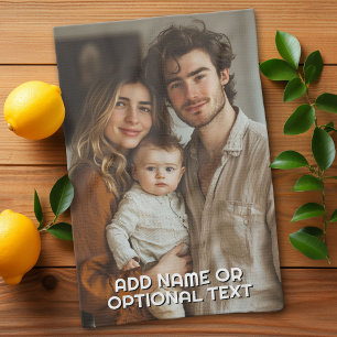 1 Full Photo and Simple Chunky Text Template Tea Towel