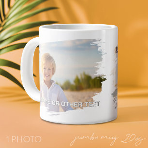 1 Full Photo and Text - Brushstroke Horizontal Large Coffee Mug