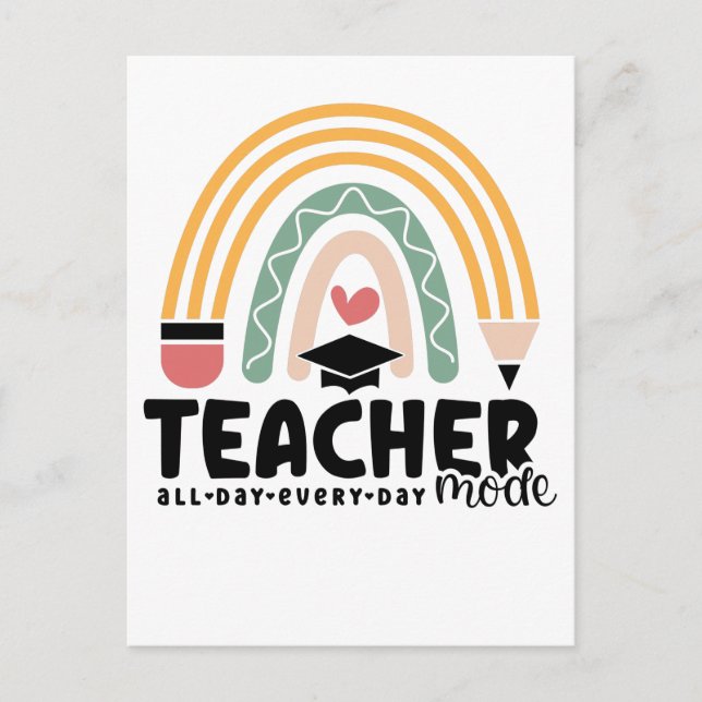 1- Funny Teacher Mode Teaching Gift for Teacher Postcard (Front)