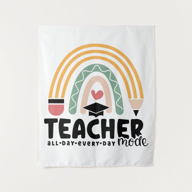 1- Funny Teacher Mode Teaching Gift for Teacher Tapestry (Front)