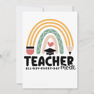 1- Funny Teacher Mode Teaching Gift for Teacher Thank You Card