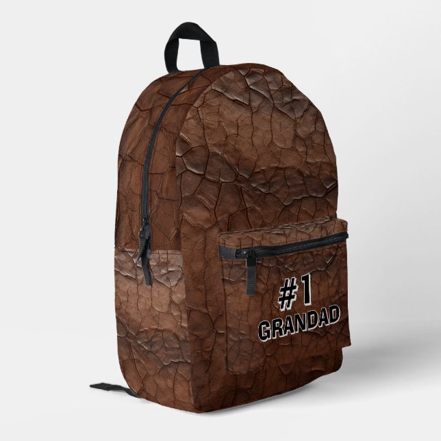 #1 Grandad Leather-look Printed Backpack (Back Corner Left)