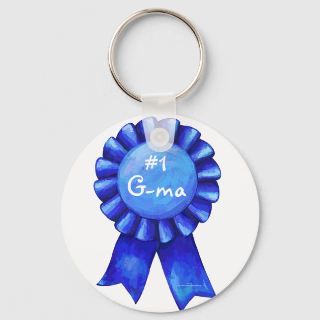 #1 Grandma Blue Ribbon Keychain (Front)