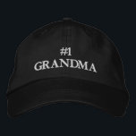 #1 Grandma white custom text cute elegant Embroidered Hat<br><div class="desc">#1 Grandma white custom text cute elegant modern Embroidered Baseball Cap.
Modern,  minimalist,  simple,  elegant style.
with fully customisable text.
Available in many colours and style options.</div>
