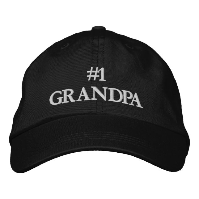 #1 Grandpa white custom text elegant cute Embroidered Hat (Front)