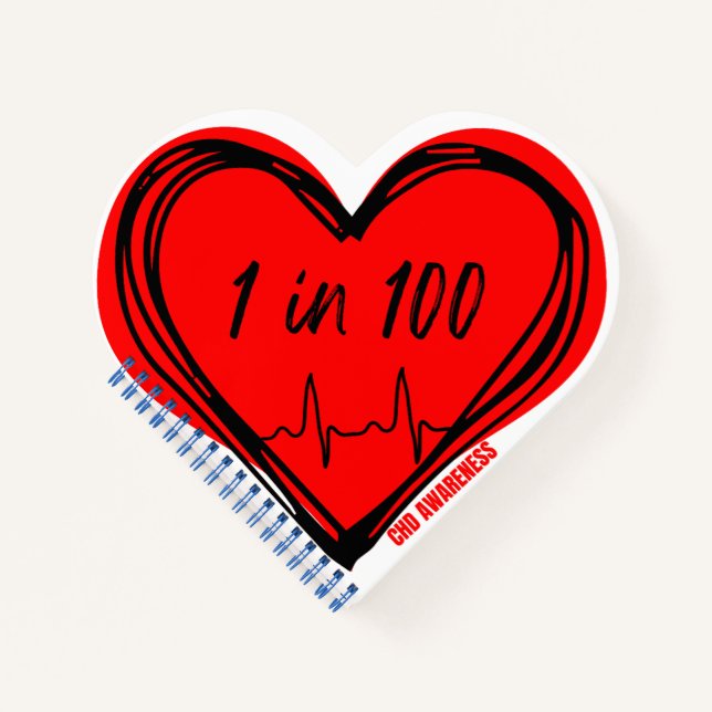 1 in 100 CHD Awareness Heart Notebook (Front)
