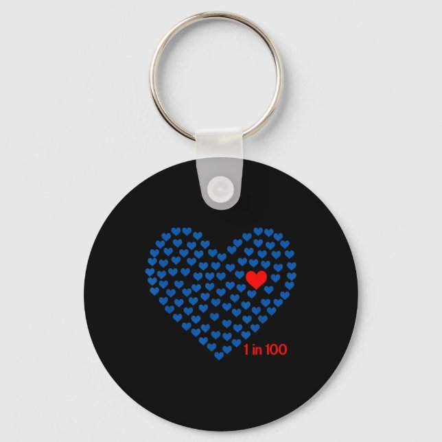1 In 100 Congenital Heart Disease Awareness Chd Ou Key Ring (Front)