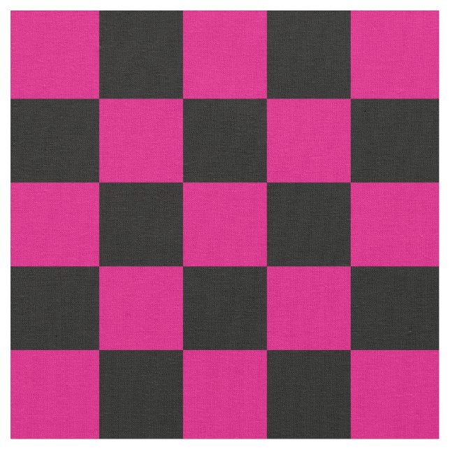 1 Inch Checks Hot Pink and Black Chequerboard Fabric (Close Up)