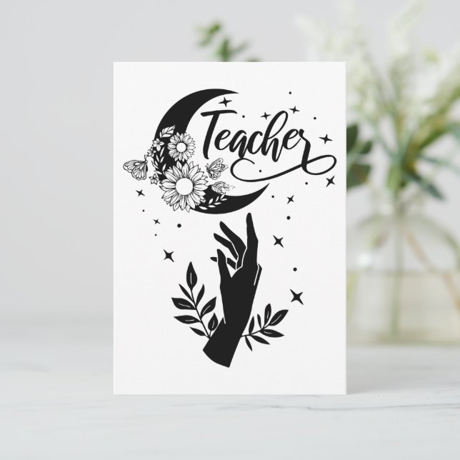 1- Inspirational Teacher Shirt, Minimalist Teacher RSVP Card (Standing Front)
