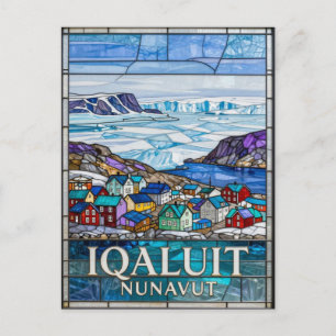 1. Iqaluit Nunavut Stained Glass Arctic Landscape Postcard