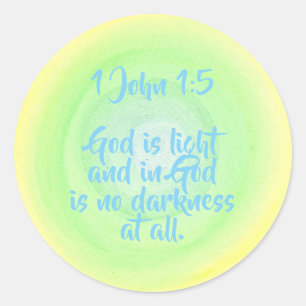 1 John 1 5, God is light, no darkness, blends Classic Round Sticker