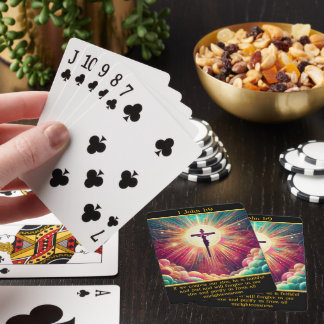 1 John 1:9 A radiant moment of Jesus on the cross Playing Cards