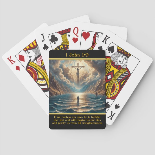 1 John 1:9: Divine Love Radiant Scene Playing Cards (Back)