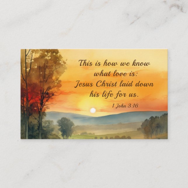 1 John 3:16 Jesus laid down his life for us Bible Business Card (Front)