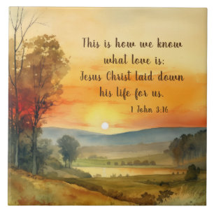 1 John 3:16 Jesus laid down his life for us Bible Ceramic Tile