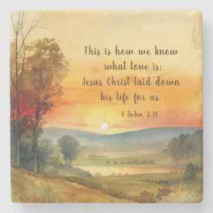 1 John 3:16 Jesus laid down his life for us Bible Stone Coaster