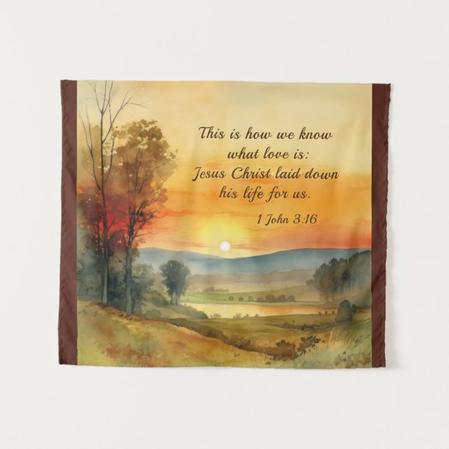 1 John 3:16 Jesus laid down his life for us Bible Tapestry (Front (Horizontal))