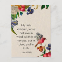1 John 3:18 KJV Bible Verse Memory Card - Postcard