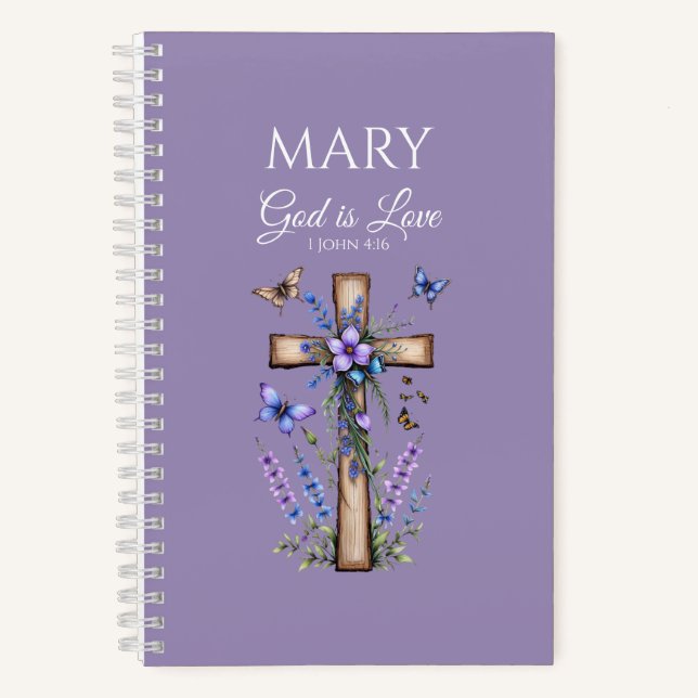 1 John 4:16 God Is Love – Personalised Christian Notebook (Front)