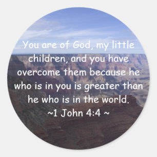 1 John 4:4 Classic Round Sticker