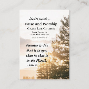 1 John 4:4 Greater is He in You Church Event Business Card