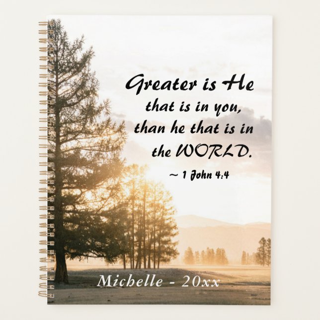 1 John 4:4 Greater is He that is in You Bible Planner (Front)