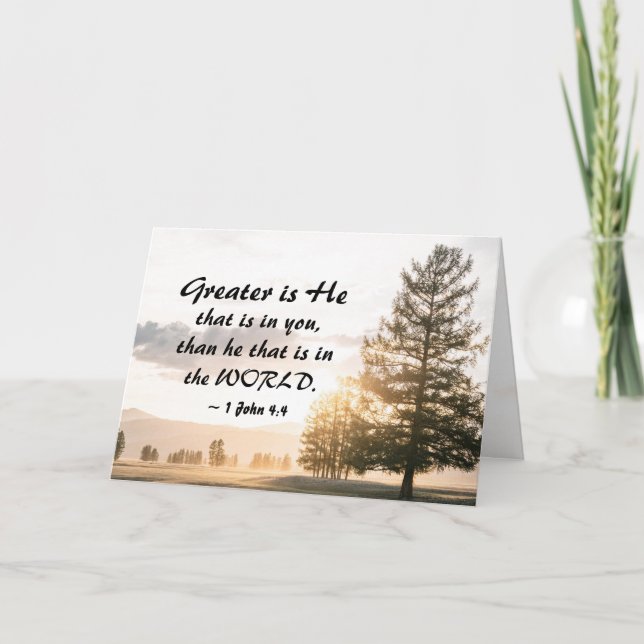1 John 4:4 Greater is He that is in You Card (Front)