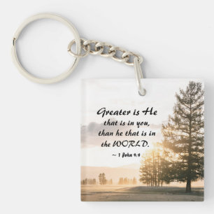 1 John 4:4 Greater is He that is in You  Key Ring
