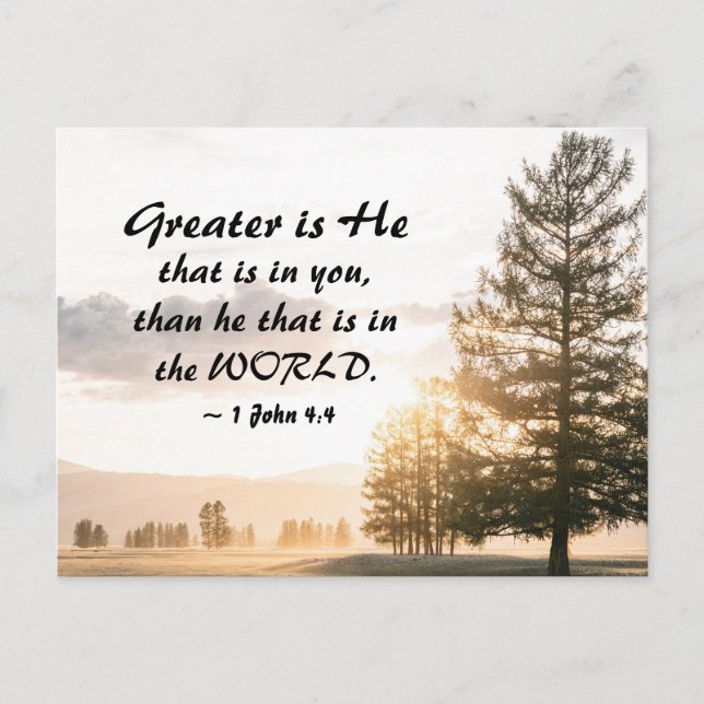 1 John 4:4 Greater is He that is in You  Postcard (Front)