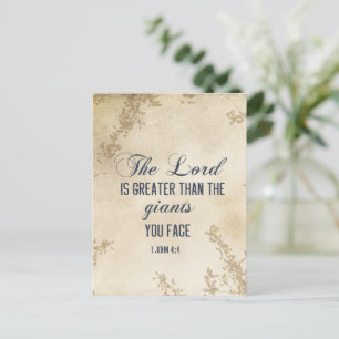 1 John 4 4 He who is in you is greater Bible Verse Postcard