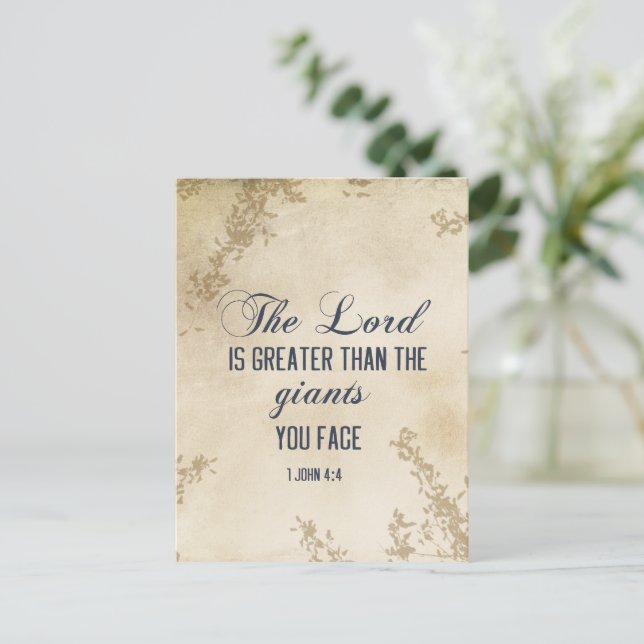 1 John 4 4 He who is in you is greater Bible Verse Postcard (Standing Front)