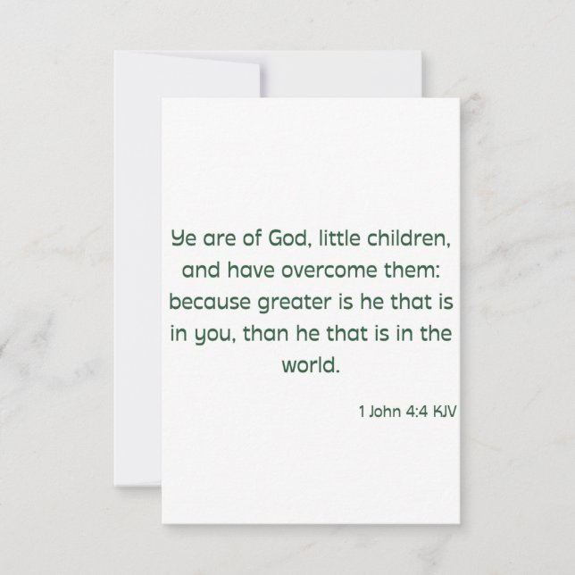1 John 4:4 KJV Bible Verse Flat Greeting Card (Front)