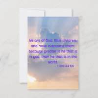 1 John 4:4 KJV Bible Verse Pic Flat Greeting Card