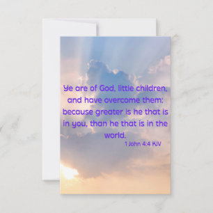 1 John 4:4 KJV Bible Verse Pic Flat Greeting Card