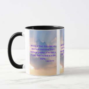 1 John 4:4 KJV Bible Verse Pic Two-Tone Mug