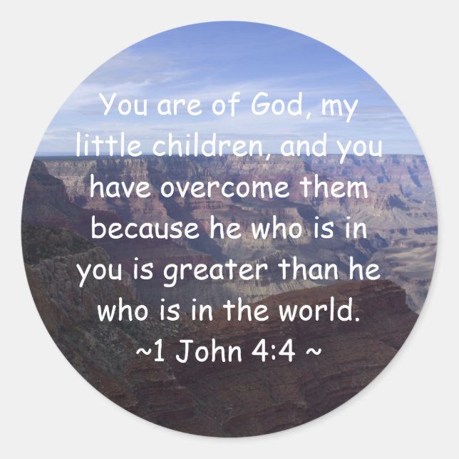 1 John 4:4 Small Classic Round Sticker (Front)