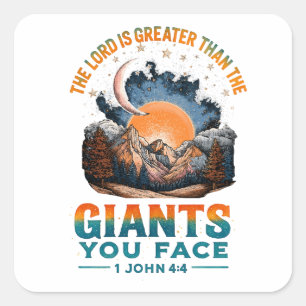 1 John 4:4 Square Sticker