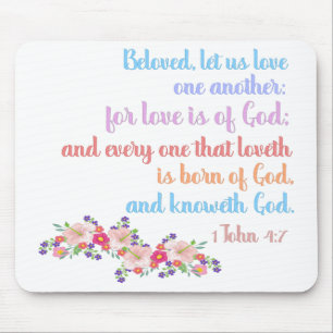 1 John 4:7 Bible Verse Rainbow Text Mouse Pad