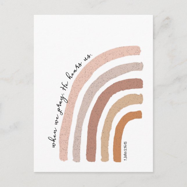 1 John 5:15 - Boho Rainbow Postcard (Front)